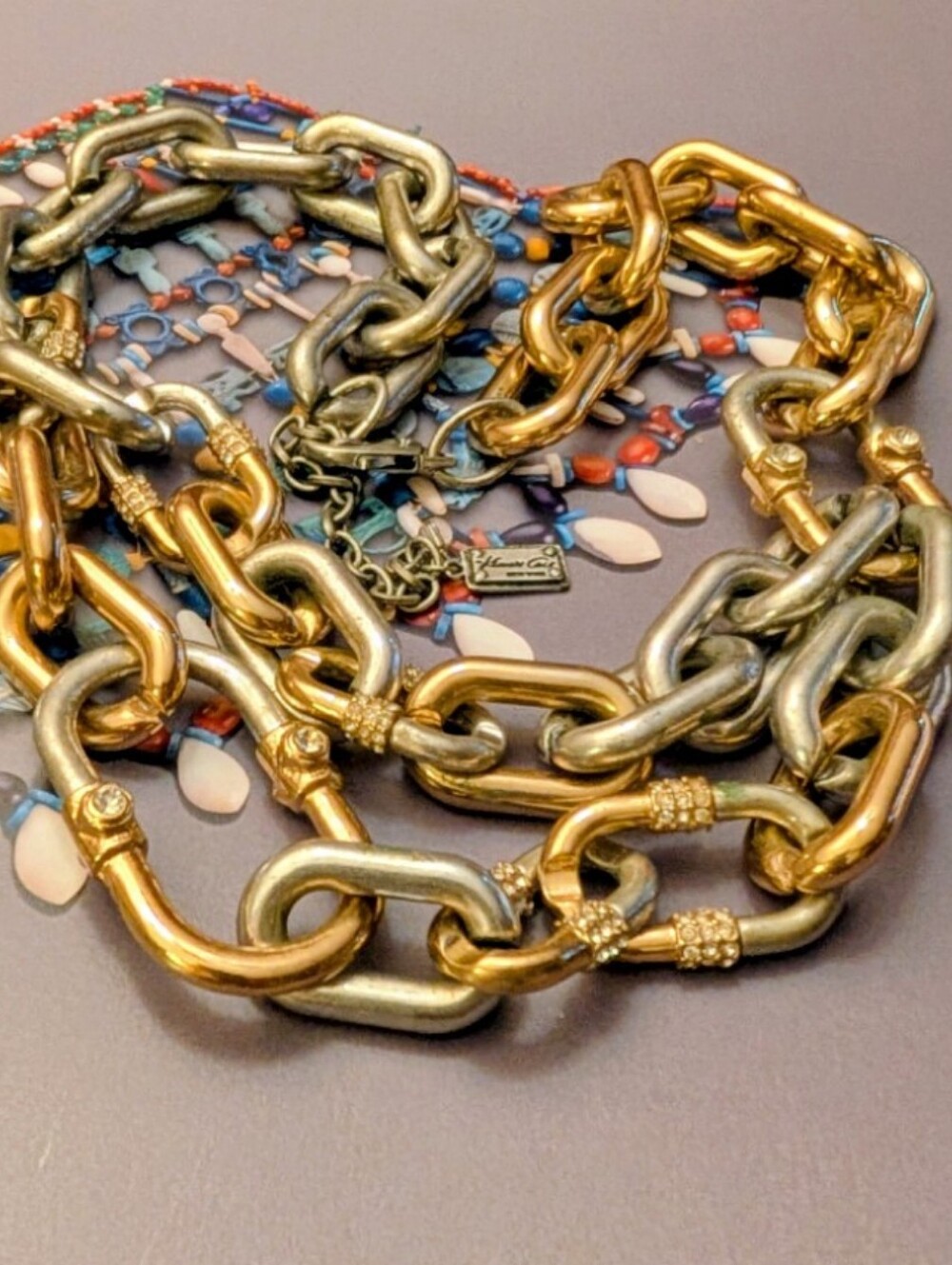Vintage Kenneth Cole New York Large Cable Crystal Necklace